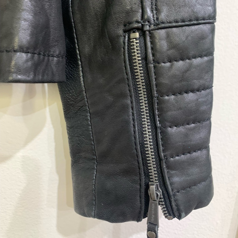 Michael Kors Bomber Biker Motorcycle Genuine Leather Jacket Quilted Trim Size PL - Picture 6 of 16
